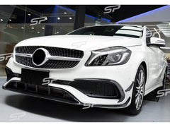 Aero Flaps Splitter Frontspoiler Spoilerlippe Schwarz für Mercedes Benz A Klasse W176 AMG Line A45 2015-2018 di24