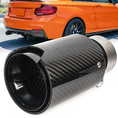 NEU Schwarz Chrom Carbon Fiber Auspuffblende Endrohre Sportauspuff Passend für Universal 60-63mm et278