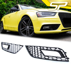 Lüftungsgitter Nebelscheinwerfer Waben Gitter Schwarz für Audi A4 B8 B8.5 Serienstoßstange 2012-2015