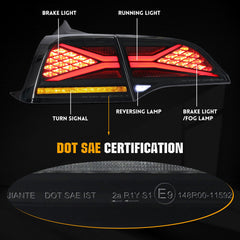 Paar LED Rückleuchten für Tesla Model 3 Model Y 17-22 w/Start-Bremsleuchten