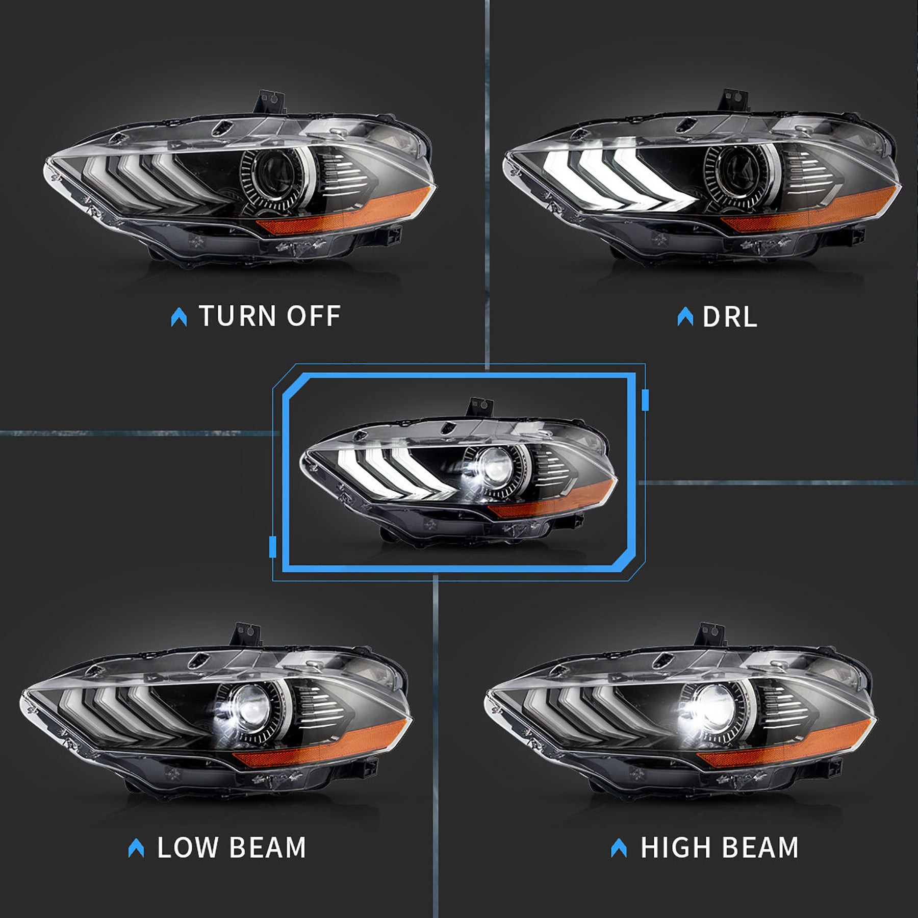 NEU LED-Scheinwerfer Frontscheinwerfer für Ford Mustang 2018-2020 Projektor mit dual Len-Strahlen