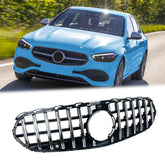 GT Chrom Küherlgrill Front Grill für Mercedes Benz W206 S206 mit Serienstoßstange ab 2021 fg304