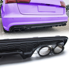Heckdiffusor Diffusor Auspuff Endrohre Schwarz für AUDI A6 C7 4G Limo Avant S Line 15-18