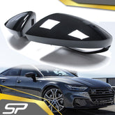 Spiegelkappen Außenspiegel Schwarz Glanz für Audi A6 C8 A7 4KA ab 2017 mit SideAssist