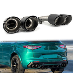 NEU Matt Carbon Fiber Auspuffblende Rohre Blenden für Alfa Romeo Stelvio ab17 55-59mm et286