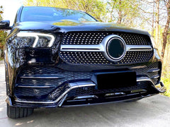 Schwarz Stoßstange Spoiler Lippe Frontspoiler für Mercedes GLE W167 C167 AMG Line 19-23 ohne ABE