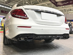NUR FÜR BENZIN Heck Diffusor + Auspuffblenden Schwarz für Mercedes E-Klasse W213 S213 Avantgarde di34