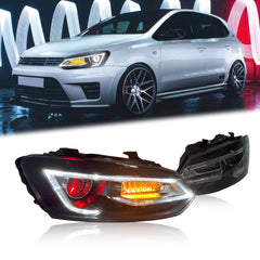 NEU LED Tagfahrlicht Scheinwerfer Doppelstrahl Dämonenaugen Für VW Polo 6C 6R 2009-2017