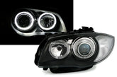 NEU Angel Eyes Scheinwerfer Schwarz Passend für 1er E81 E82 E87 E88 2004-2011 vor LCI E-Prüfzeichen
