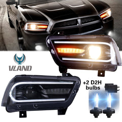 LED DRL Projector Scheinwerfer für Dodge Charger 2011-2014 Halogen Model+Bulbs