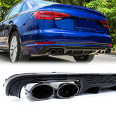 Heck Diffusor + Auspuffblenden S4 Optik für AUDI A4 B9 Limo mit Seriens. 2015-2019