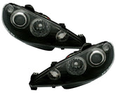 NEU Angel Eyes Scheinwerfer Set Klarglas Schwarz LWR für Peugeot 206 1998-2006 mit E-Prüfzeichen