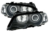 NEU Angel Eyes Halogen Scheinwerfer + Blinker Schwarz Passend für 3er E46 Coupe Cabrio 1999-2003 mit E-Prüfzeichen