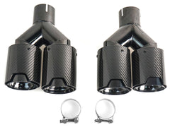 Carbon Schwarz Doppel Endrohre Auspuffblenden Auspuff 4 Rohr Duplex für 5er F10 F11 535i 535d