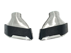 NEU Chrom Carbon Fiber Auspuffblenden Auspuff Endrohr Satz Passend für 5er G30 G31 Sport Paket ab17 et276