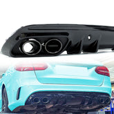 Diffusor Heckdiffusor + Auspuffblenden Schwarz für Mercedes Benz C Klasse W205 S205 AMG Line C43 AMG 2014-2021 di26