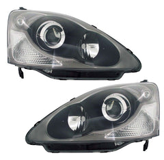 NEU Halogen Scheinwerfer Set Schwarz für Honda Civic VII 2003-2005 EU EP H1 HB3 mit E-Prüfzeichen