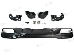 Schwarz Heckdiffusor Endrohre für Mercedes GLE W166 SUV AMG Line MOPF 15-18