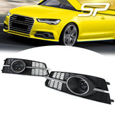 Lüftungsgitter Nebelscheinwerfer Blenden Grill Gitter Chrom für Audi A6 C7 S Line S6 2015-2018 mit ACC