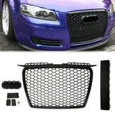 Kühlergrill Waben Grill Wabengrill Frontgrill Schwarz hochglanz für Audi A3 8P vor Facelift RS3 2005 2006 2007 2008