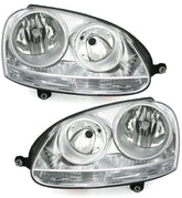 NEU Halogen Scheinwerfer Set Klarglas Chrom LWR für VW Golf 5 2003-2009 Jetta III 2005-2010 mit E-Prüfzeichen