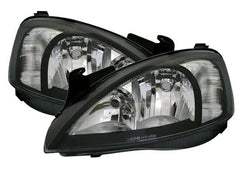 NEU Halogen Scheinwerfer Klarglas Schwarz für Opel Corsa C 2000-2006 H7 mit E-Prüfzeichen
