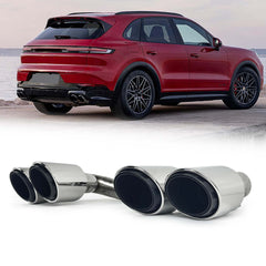 Silber Auspuff Auspuffblenden Endrohre für Porsche Cayenne PO536 9YA 2018+ et328