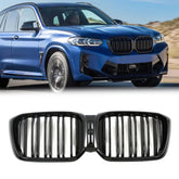 Frontgrill Kühlergrill Nieren Doppelsteg Grill Schwarz Passend für X3 G01 X4 G02 LCI
