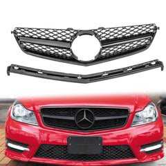 Grill Kühlergrill Frontgrill Schwarz für Mercedes C Klasse W204 C63 AMG 2007-2011