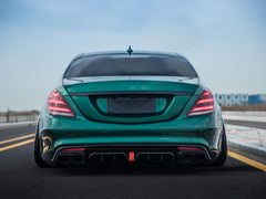 Diffusor Heckdiffusor + Auspuffblenden Schwarz Barbus Optik für Mercedes S-Klasse W222 V222 AMG Line VFL 2013-2017 di136