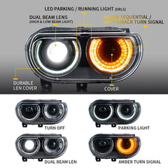 LED Scheinwerfer Für Dodge Challenger SE R/T SRT 2008-2014 Frontscheinwerfer