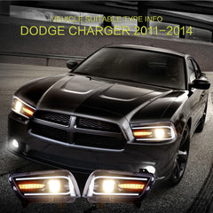 LED DRL Projector Scheinwerfer für Dodge Charger 2011-2014 Halogen Model+Bulbs