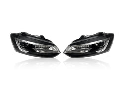 NEU LED Tagfahrlicht Scheinwerfer Doppelstrahl Dämonenaugen Für VW Polo 6C 6R 2009-2017