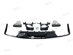 Diffusor Heckdiffusor Auspuff Endrohre Schwarz für Mercedes CLS W218 C218 AMG Line 12-18 OHNE ABE