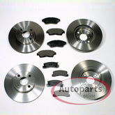 NEU 255mm + 258mm Bremsscheiben + Beläge vorne hinten für Toyota Corolla E12 2002-2007
