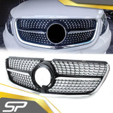 Diamant Kühlergrill Front Grill Diamantgrill Schwarz Chrom für Mercedes Benz VITO W447 2019 2020 2021 2022 2023