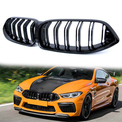 Frontgrill Kühlergrill Doppelsteg Grill Nieren Schwarz Glanz Passend für 8er G14 G15 G16 ab2018
