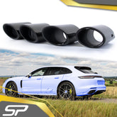 Glänzend Schwarz Auspuff Blenden Endrohr für Porsche Panamera 4S 17-23 et165