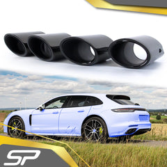 Glänzend Schwarz Auspuff Blenden Endrohr für Porsche Panamera 4S 17-23 et165