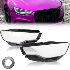 Scheinwerfer-Abdeckungen Glas Streuscheibe Paar für AUDI A6 C7 2010-2014