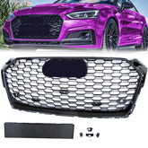 Wabengrill Kühlergrill Frontgrill Schwarz für AUDI A5 F5 S5 S-Line 2016-2019 vor MOPF