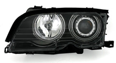 CCFL Angel Eyes Scheinwerfer Set Schwarz für 3er E46 Coupe Cabrio 04/1999-08/2001 mit E-Prüfzeichen