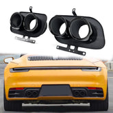 Auspuff Auspuffblenden Doppelrohr Oval Schwarz für Porsche 911 Carrera S 992 ab 2019 et227