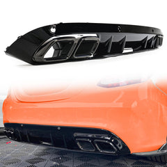 C63s Look Heckdiffusor Diffusor Auspuff Schwarz für Mercedes W205 S205 Seriens.