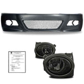 NEU Vorne Stoßstange + Tagfahrlicht Nebelscheinwerfer Schwarz Passend für 3er E46 Limo Touring 1998-2001 mit ABE