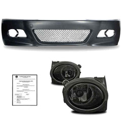 NEU Vorne Stoßstange + Tagfahrlicht Nebelscheinwerfer Schwarz Passend für 3er E46 Limo Touring 1998-2001 mit ABE