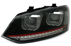 NEU LED Scheinwerfer Set mit roter Leiste U- Tube für VW Polo 6R / 6C 2009-2017 mit E-Prüfzeichen