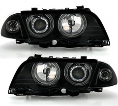 NEU CCFL Angel Eyes Scheinwerfer Set Schwarz für 3er E46 Limousine Touring 1998-2001 mit E-Prüfzeichen