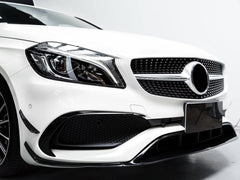 Aero Flaps Splitter Frontspoiler Spoilerlippe Schwarz für Mercedes Benz A Klasse W176 AMG Line A45 2015-2018 di24