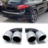 Matt Silber GTS Optik Auspuffblenden Endrohre für Porsche Cayenne 92A V8 Turbo 2010-2014 et9